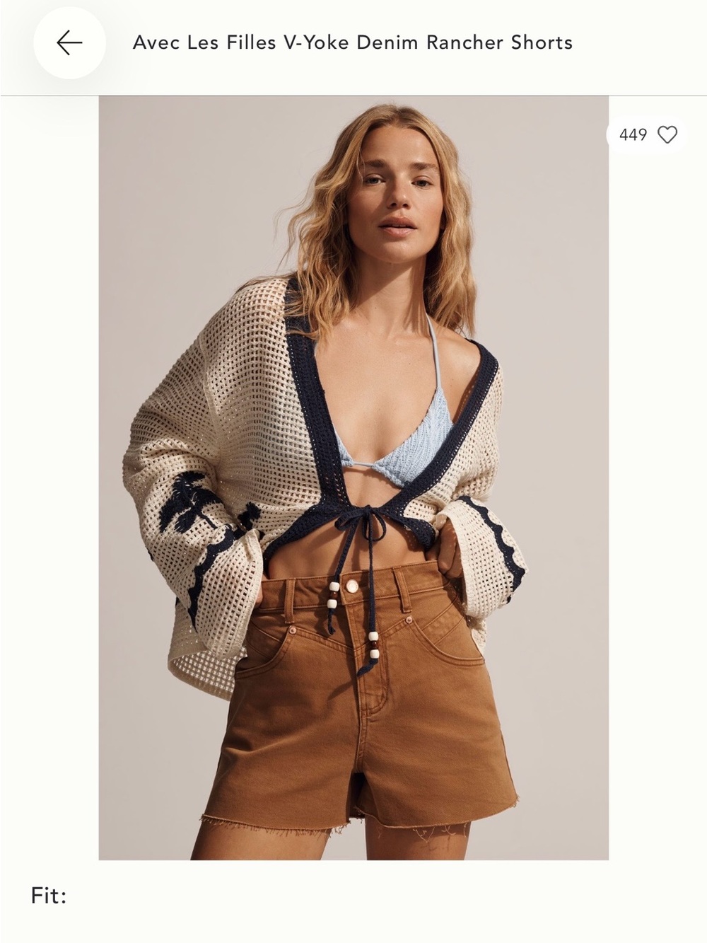 Avec Les Filles Denim Rancher Shorts